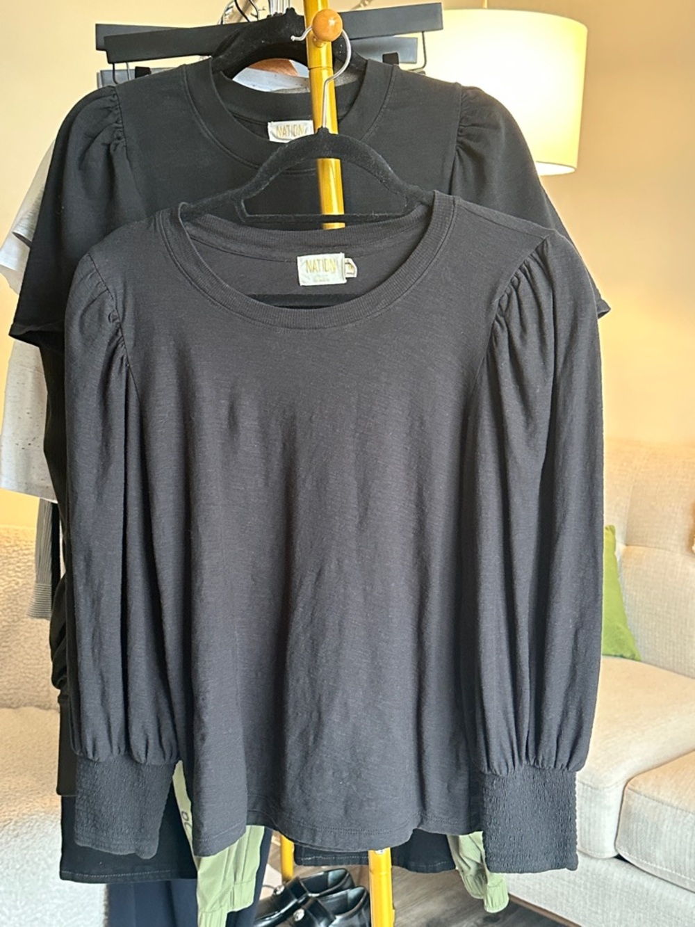 Nation LTD Black Puff-Sleeve Long Sleeve Tee size M